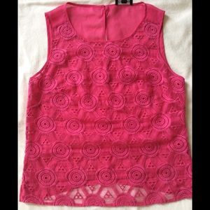 Bebe Sleevless Embroidered Fuschia Top